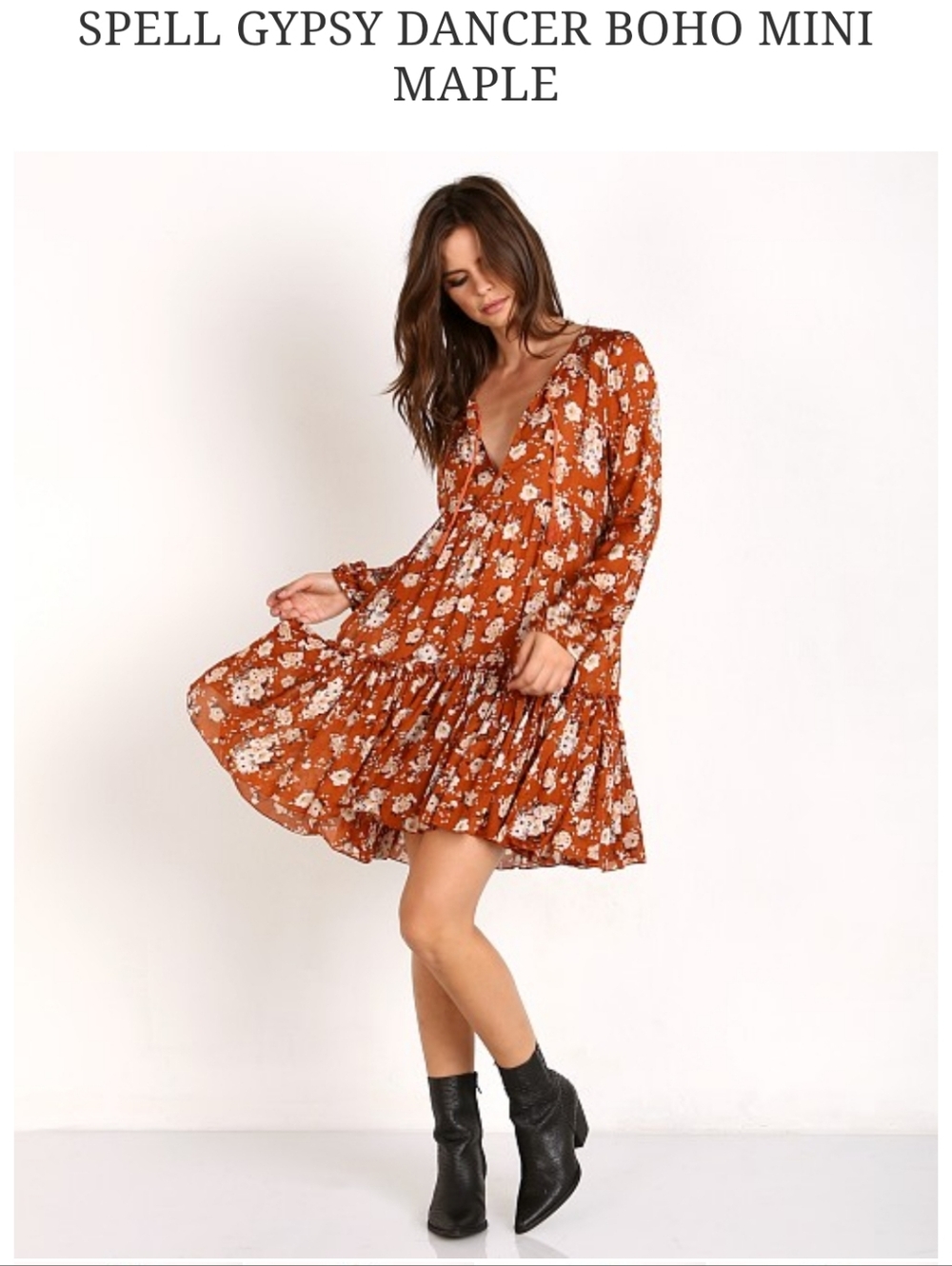 Gypsy Dancer Boho Mini Dress in Maple
